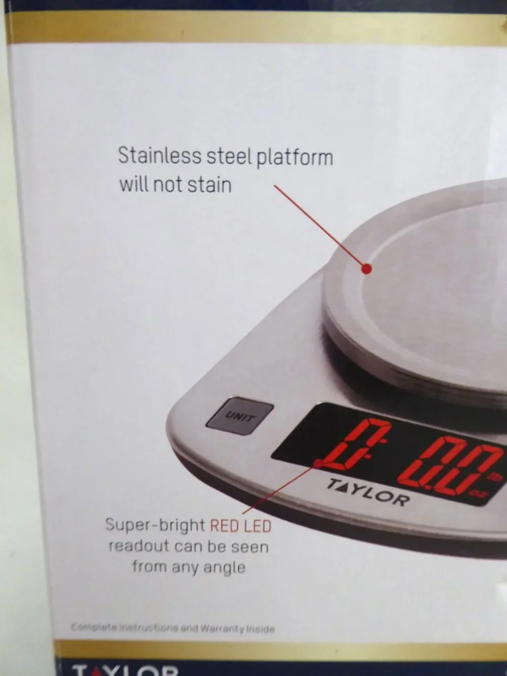 NEW TAYLOR KITCHEN SCALE STAINLESS STEEL PLATFORM LED DIGITAL (11 LB)